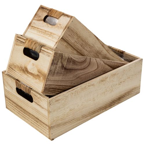 Boîte en bois avec tableau noir pour étiquetage, lot de 3, 36 cm | Floristik24.be