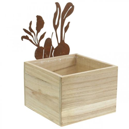 Article Boite à plantes bois décor rouille cache pot végétal 17×17×12cm