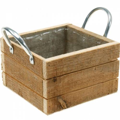 Floristik24 Boîte à plantes boîte en bois avec poignées naturel 16,5×16,5cm