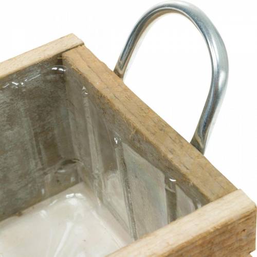 Floristik24 Boîte à plantes boîte en bois avec poignées naturel 16,5×16,5cm