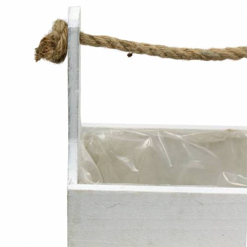Floristik24 Boîte à outils boîte à plantes avec poignée boîte en bois blanc 27 × 15 cm / 22 × 10,5 cm