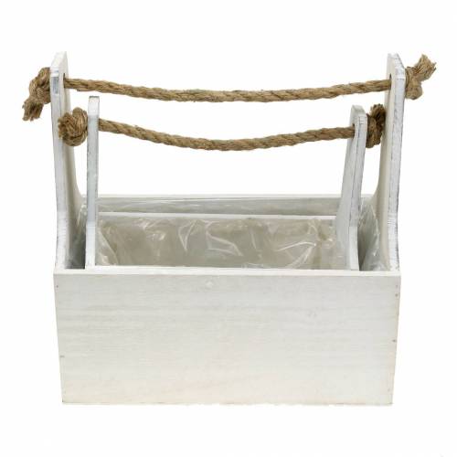Floristik24 Boîte à outils boîte à plantes avec poignée boîte en bois blanc 27 × 15 cm / 22 × 10,5 cm