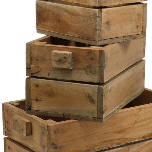 Floristik24 Coffret bois, jardinière, jardinière, set de jardinière naturel L45 / 36 / 27cm H20,5 / 18 / 17cm lot de 3