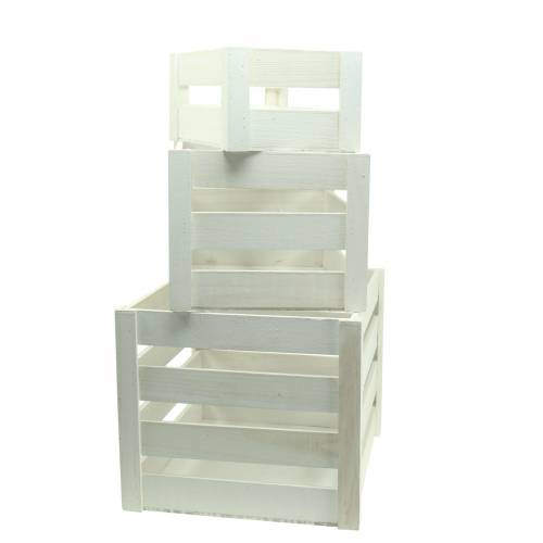 Floristik24 Coffret en bois blanc 43,5cm / 37,7cm / 31,8cm lot de 3