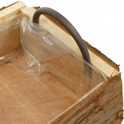 Floristik24 Caisse en bois à planter, cache-pot avec anses, bac à fleurs avec écorce 45,5 cm