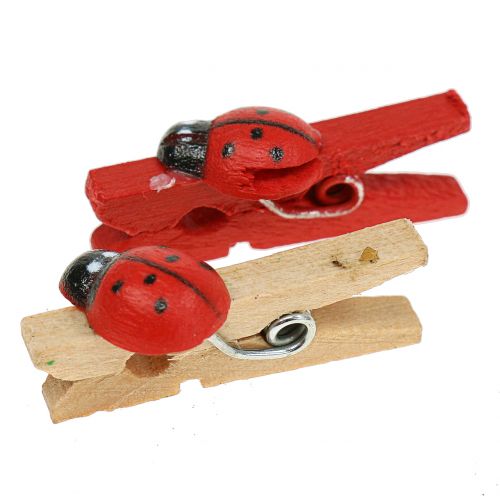 Pinces décoratives en bois coccinelles 2,5 cm 180 pcs