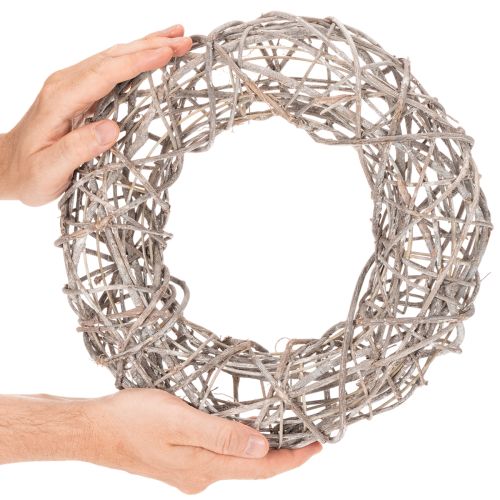 Couronne en bois, couronne décorative, blanc naturel, Ø30cm, H9.5cm | Floristik24.be