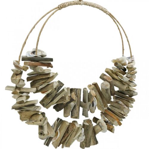 Floristik24 Décoration murale en bois flotté maritime avec coquillages naturels Ø38cm