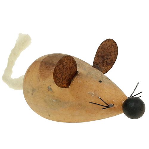Floristik24 Souris en bois blanc, nature 16cm 4pcs