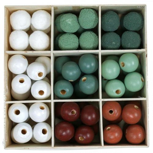 Article Perles en bois boules en bois pour artisanat triées vert Ø3cm 36pcs