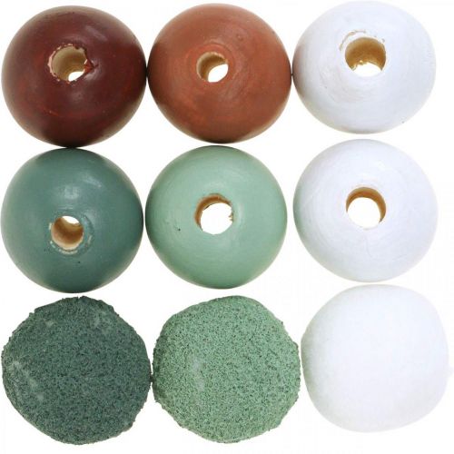 Article Perles en bois boules en bois pour artisanat triées vert Ø3cm 36pcs