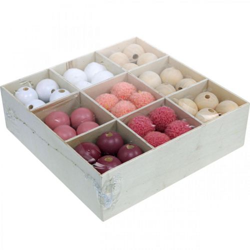 Article Perles en bois boules en bois pour artisanat roses triées Ø3cm 36pcs