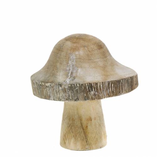 Floristik24 Champignon en bois naturel / blanc H10cm