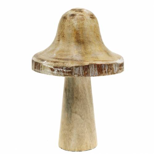 Floristik24 Champignon en bois naturel / blanc H20cm