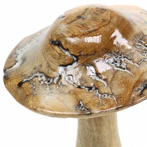 Floristik24 Champignon en bois émaillé naturel / blanc H20cm