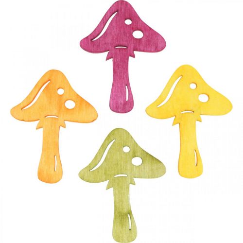 Article Champignons épars, décorations d&#39;automne, champignons porte-bonheur à décorer orange, jaune, vert, rose H3,5 / 4cm L4 / 3cm 72pcs