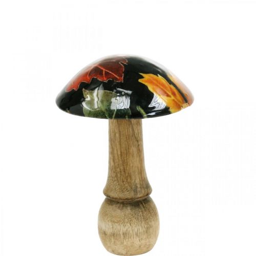 Floristik24 Déco de table champignon en bois feuilles d'automne noir, multicolore Ø10cm H15cm