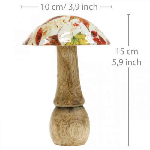 Article Déco champignon en bois feuilles d'automne blanc, décoration de table champignon coloré Ø10cm H15cm