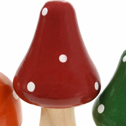 Floristik24 Set d'agaric mouche décoratif orange, vert, rouge 10/12 / 14.8cm