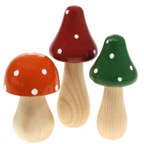 Floristik24 Set d'agaric mouche décoratif orange, vert, rouge 10/12 / 14.8cm