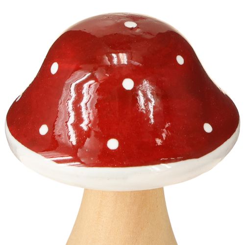 Floristik24 Champignons en bois, champignons vénéneux, décoration, bois, FSC, rouge-brun, H6,5/7 cm, 4 pièces
