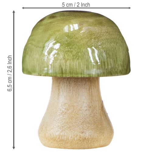 Article Champignons en bois décoration d'automne champignons vert rouge orange H6.5cm 9 pcs