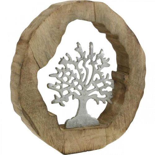 Floristik24 Déco sculpture arbre dans un anneau en bois décoration de table à poser 22×21×4cm