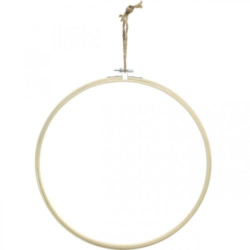 Cadre à broder rond, fait main, anneau en bois pour décorer, DIY, décoration bohème Ø30cm