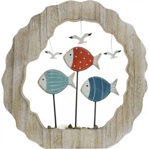Article Décoration de table poisson bois à poser décoration maritime bleu, rouge Ø28cm