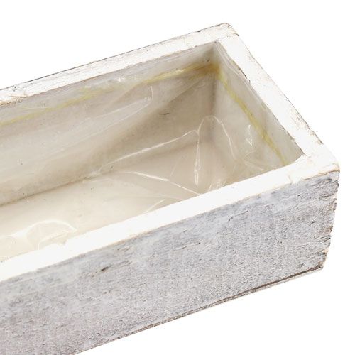 Floristik24 Bol en bois à planter blanc 30cm x 9cm x 6cm