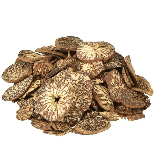 Disques décoratifs en bois de noix de bétel, tranches d&#39;arec 1-3,5 cm 300 g