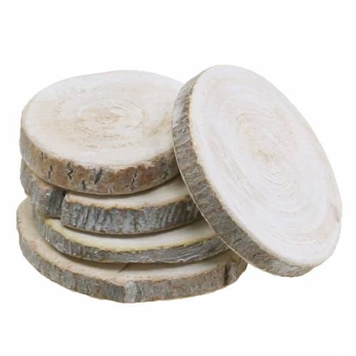 Floristik24 Disques ronds en bois blanchi Ø3-4.5cm 400g en filet