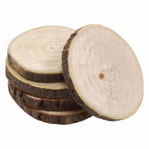 Floristik24 Disques en bois rond naturel Ø3,5–5cm 400g dans un filet