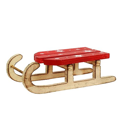 Floristik24 Luge en bois rouge 13cm x 6cm 3pcs