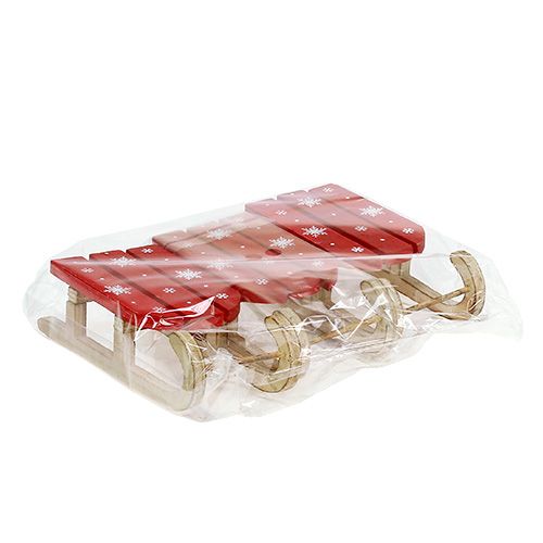 Floristik24 Luge en bois rouge 13cm x 6cm 3pcs