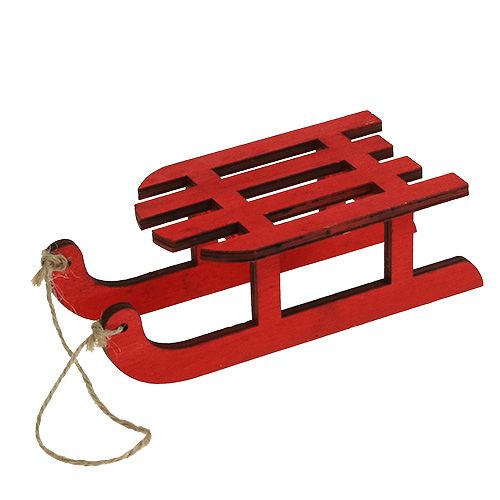 Floristik24 Traineau en bois à suspendre rouge 15cm 6pcs