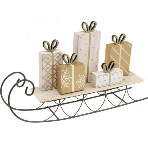 Floristik24 Traîneau avec cadeaux, avent, décoration pour Noël L37.5cm H23cm