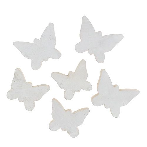 Floristik24 Papillon en bois blanc 3cm 30P