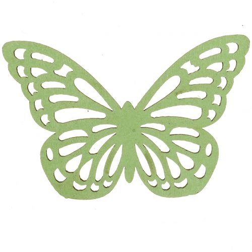 Floristik24 Papillon en bois vert / blanc 5cm 36pcs