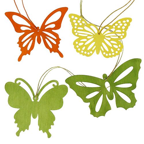 Floristik24 Papillons en bois à suspendre 8-10cm 12P