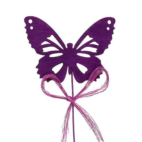 Floristik24 Papillons en bois sur fil triés par couleur 8cm 24P