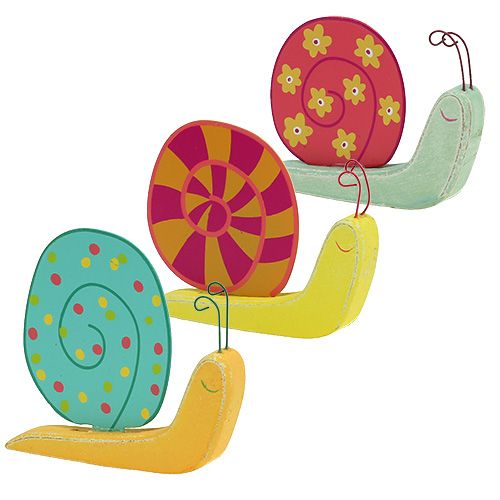 Escargot en bois 10,5 x 9 cm multicolore 6 p.