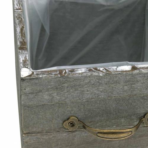 Article Jardinière bois tiroir gris délavé 15×15cm/12×12cm lot de 2