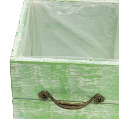 Article Jardinière tiroir en bois vert clair 15x15/12x12cm lot de 2
