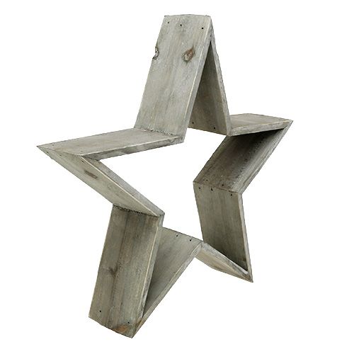 Floristik24 Set de 4 étoiles en bois debout gris 29cm - 61cm