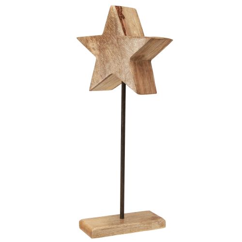 Article Étoile en bois naturel avec base en tige décoration étoile 20x9,5x50cm