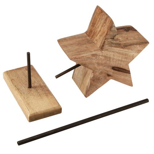 Article Étoile en bois naturel avec base en tige décoration étoile 20x9,5x50cm