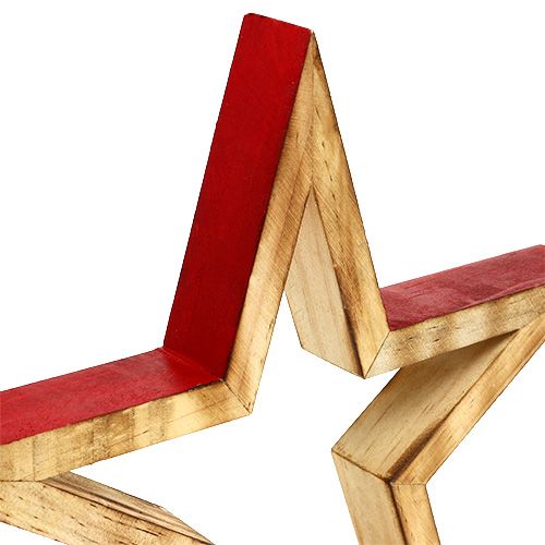 Floristik24 Etoile en bois nature ouverte, rouge 24,5cm 2pcs