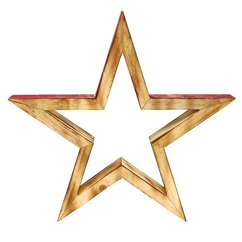 Floristik24 Etoile en bois nature ouverte, rouge 24,5cm 2pcs
