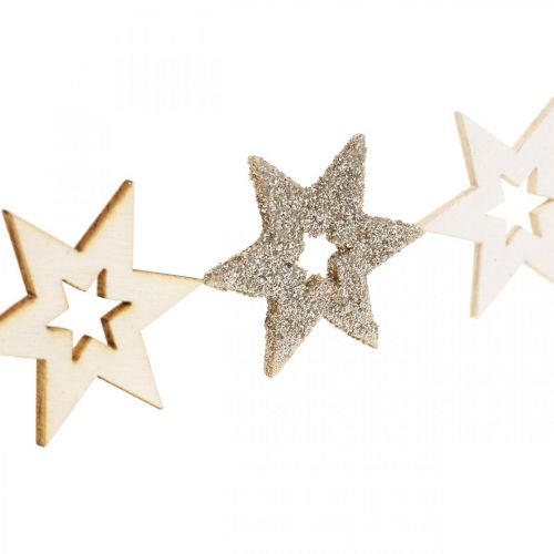 Floristik24 Décoration à disperser étoile en bois naturel, paillettes, blanc 4cm assorti 72 pcs